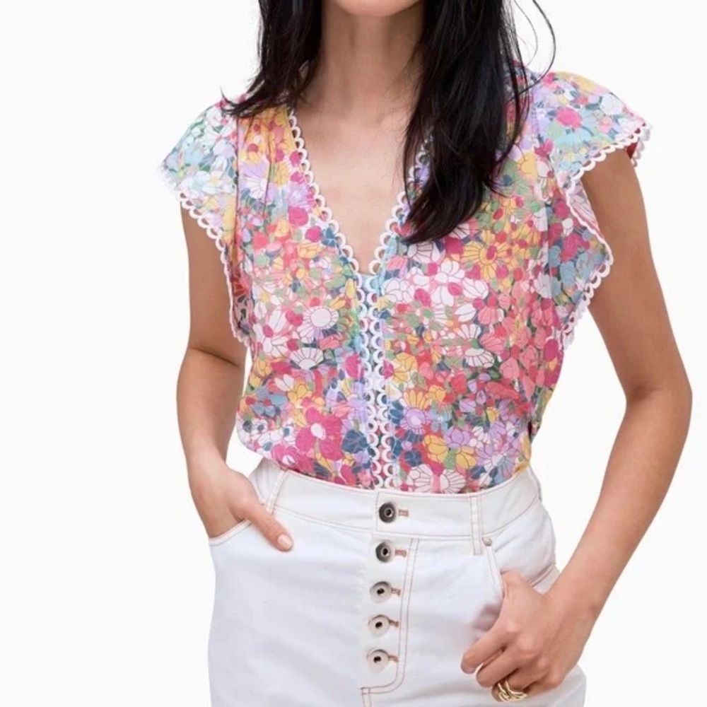 Kate Spade Floral burnout top